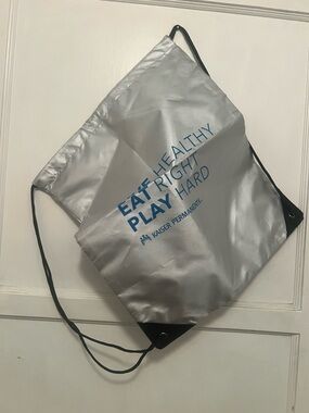 Silver Drawstring Backpack - Eat Healthy Play Right